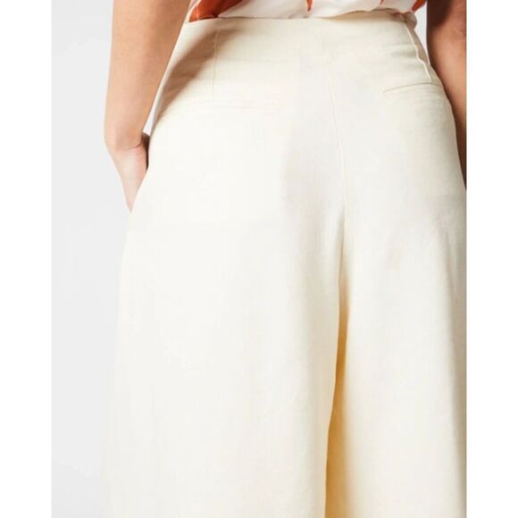 NEW Billy Reid Riding Culotte High Rise Pleated Linen Shorts Tinted White 2 - Picture 4 of 15